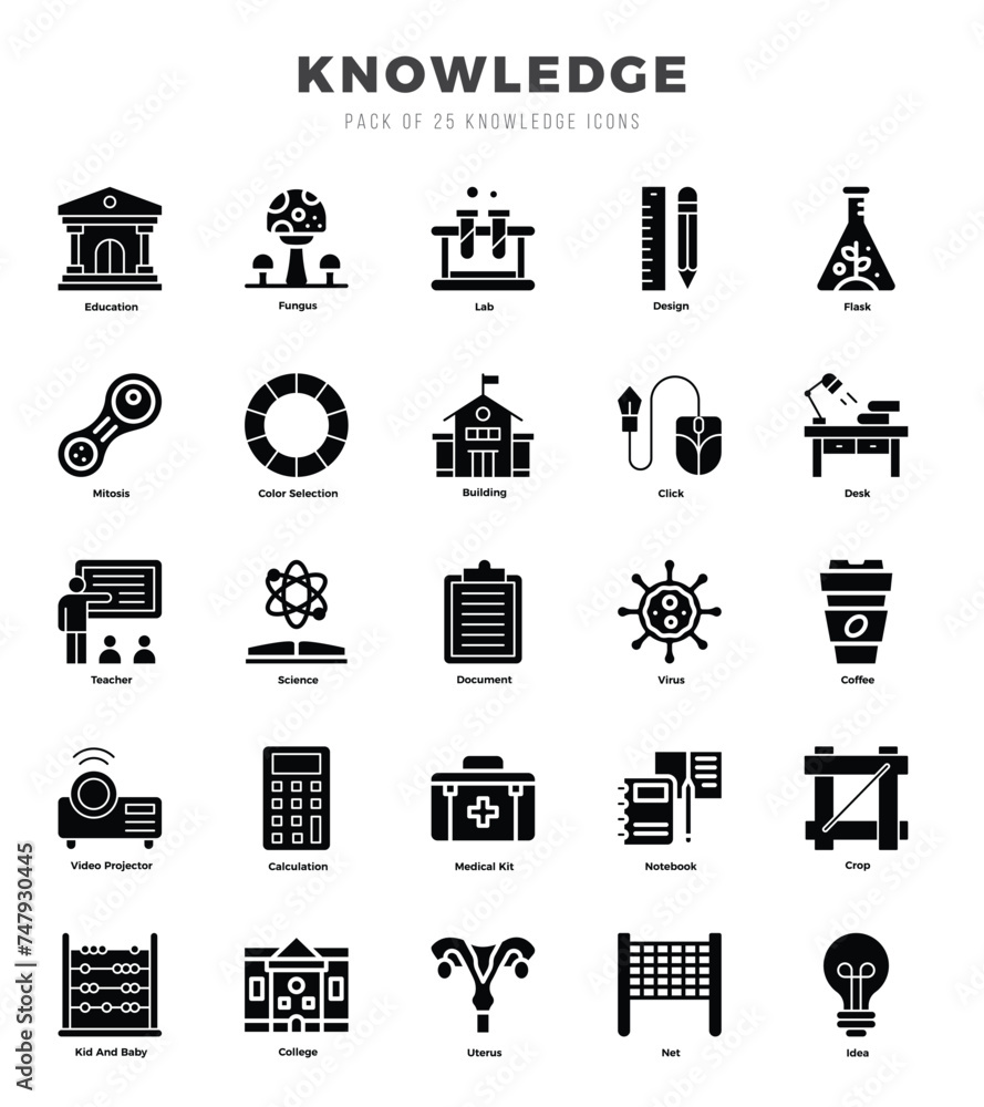 Knowledge web icons in Glyph style. Knowledge web icons in Glyph style.