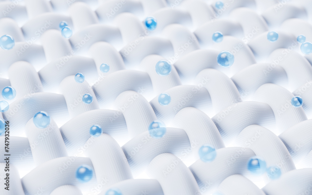 Wave cloth with microscopic detail and cleaning bubbles, 3d rendering. Wave cloth with microscopic detail and cleaning bubbles, 3d rendering.