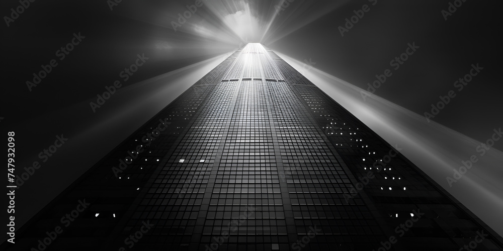 People exiting moscow underground transportation background Silhouette of a building standing in front of a light beam Ai Generative