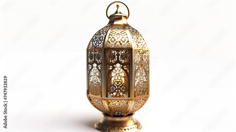 3d golden islamic lantern isolated on white background. ramadan kareem holiday celebration concept 3d golden islamic lantern isolated on white background. ramadan kareem holiday celebration concept