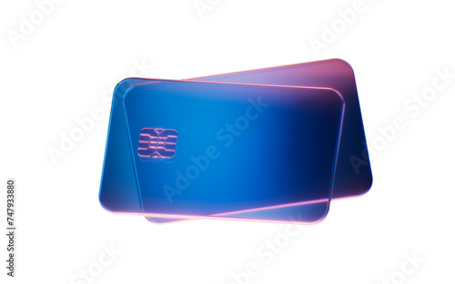 Bank card with dark neon light effect, 3d rendering. photo