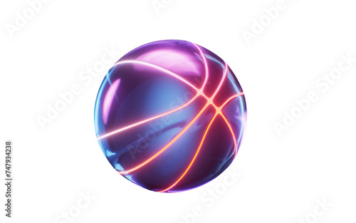 Basketball with dark neon light effect, 3d rendering.