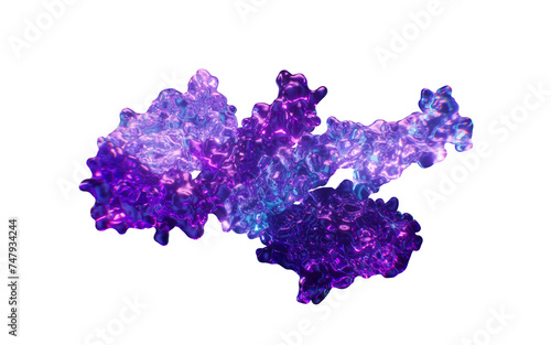 Protein with dark neon light effect, 3d rendering.