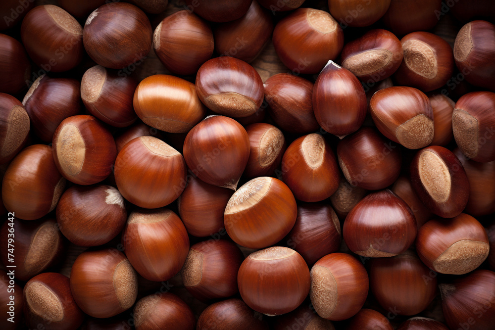 realistic photo of Chestnuts, rustic bacground, top view, copy space сreated with Generative Ai realistic photo of Chestnuts, rustic bacground, top view, copy space сreated with Generative Ai
