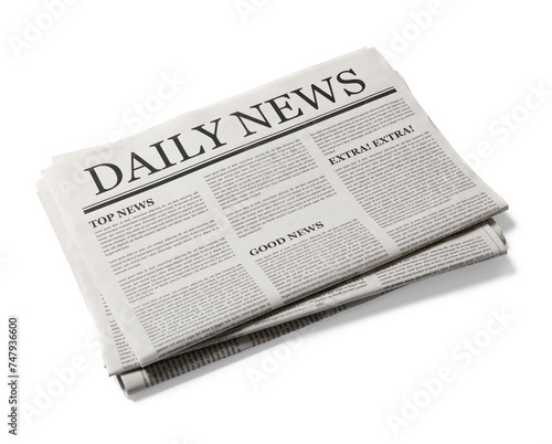Business Newspaper isolated, Daily Newspaper mock-up concept, PNG transparency with shadow
