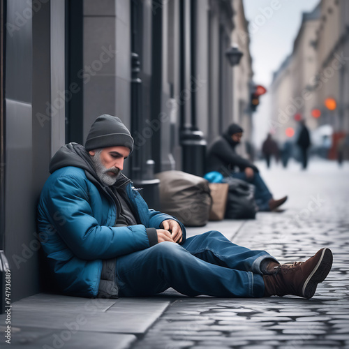 Homeless man in a big city