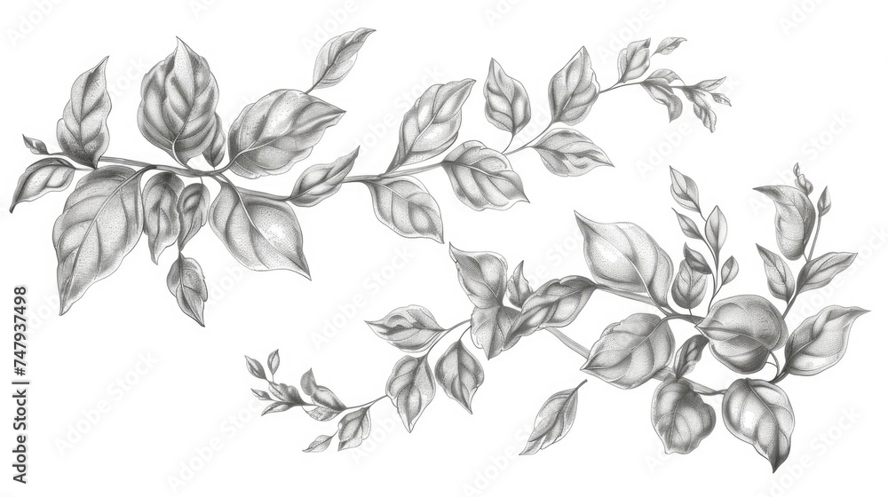 Simple illustration of a branch with leaves, suitable for nature concepts Simple illustration of a branch with leaves, suitable for nature concepts