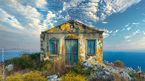 Old Greek Chapel on the mountain of Gokceada Isl photo