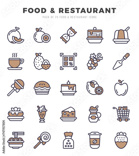 Food and Restaurant Two Color icons. Vector Two Color illustration.