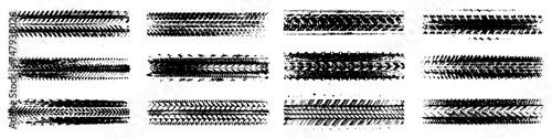 Set of vector trails, traces of the tyre in grunge style. vector