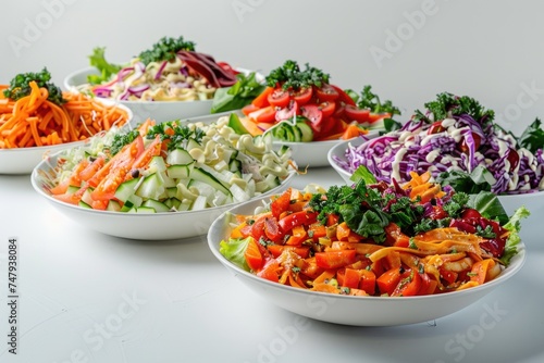 Various types of food displayed on a table. Suitable for food blogs or restaurant menus