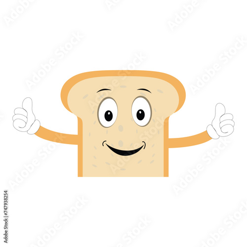 Happy Bread Slice Cartoon Mascot Character, Funny Sandwich Cartoon Vintage Bread Character Retro Style Bread Logo Vector Illustration 60s 70s Bread Retro Style