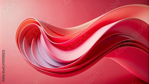 Panoramic Pastel Red Abstract Wave Wallpaper. Red Pastel Background.