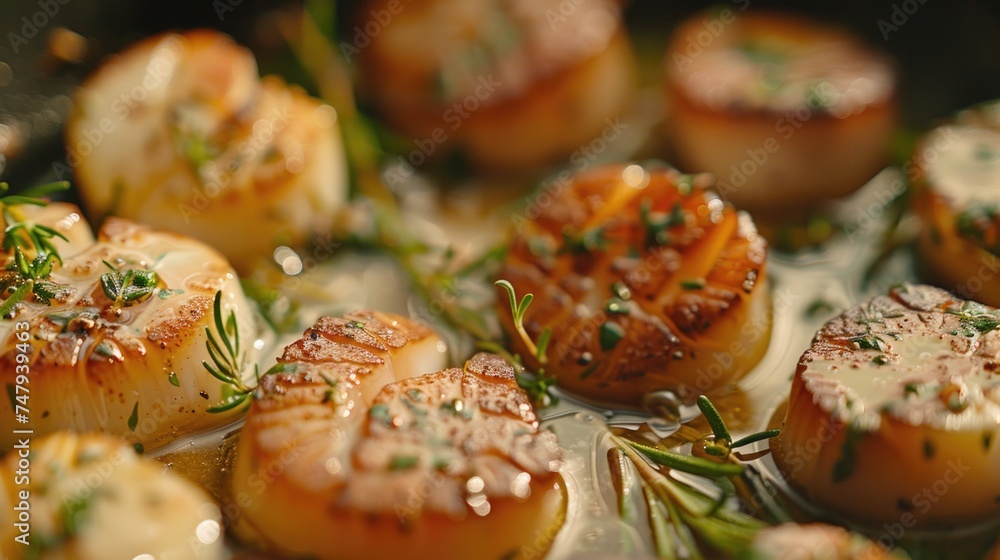 Fresh scallops in a delicious sauce, perfect for seafood lovers Fresh scallops in a delicious sauce, perfect for seafood lovers