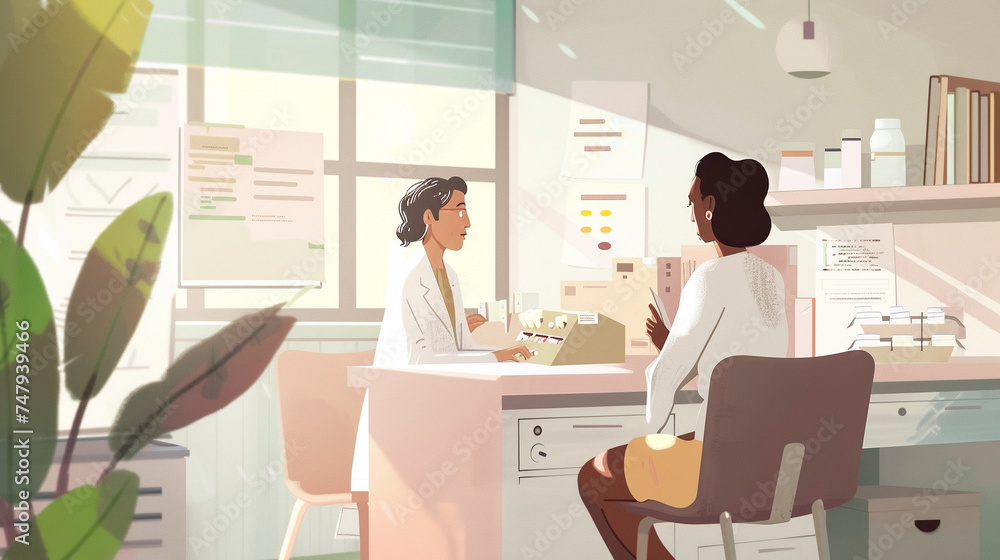 Healthcare Cartoon Scene, Patients at the Doctor's Office in Cartoon ...