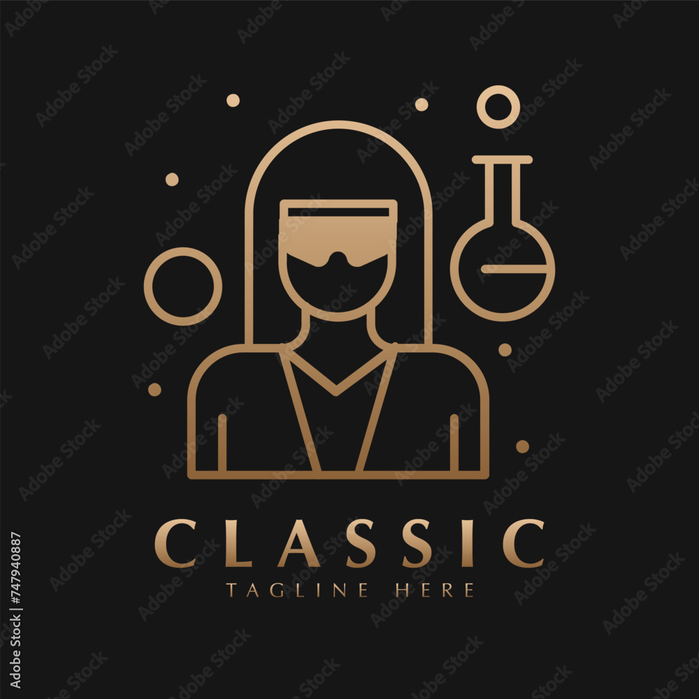 Scientist in lab line icon vector template Scientist in lab line icon vector template