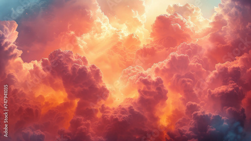 Closeup of the sky as it transforms from a clear pale blue to a canvas of fiery oranges and pinks.