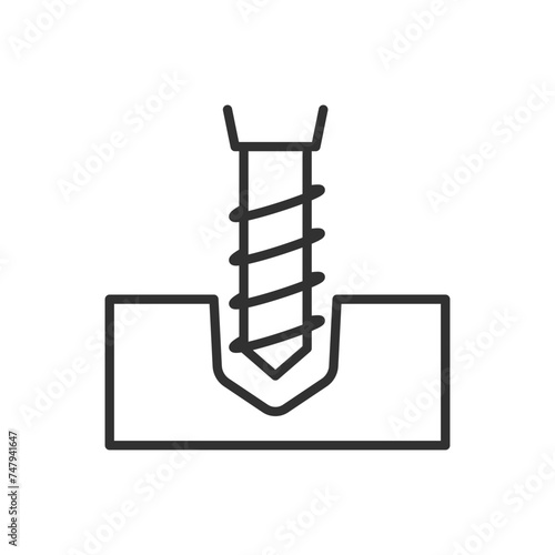 Drilling a hole, linear icon. Line with editable stroke