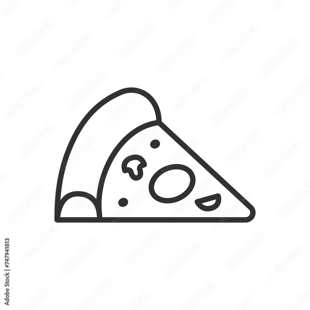 Slice of pizza, linear icon. Line with editable stroke Slice of pizza, linear icon. Line with editable stroke