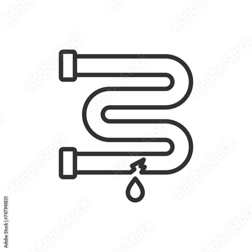 Leaky pipe, linear icon, leaky water heater leakage. Line with editable stroke