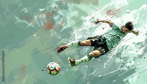 A digital artwork of amale soccer playerperforming a bicycle kickar74v60 Generative AI photo