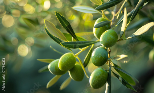 olives on the tree close-up