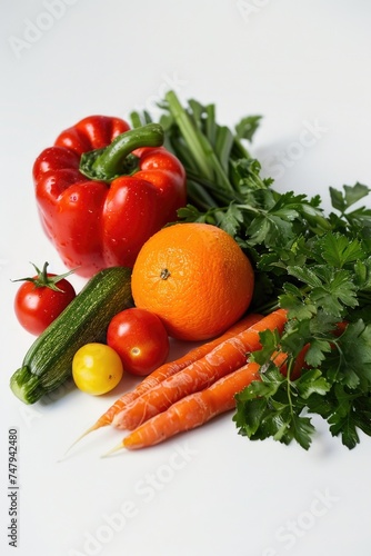 Fresh vegetables arranged on a table, suitable for cooking or healthy eating concepts