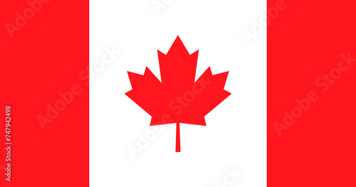 vector illustration of the flag of Canada on a transparent background photo