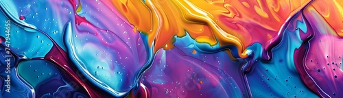 Panoramic Vibrant Liquid Color Flow Art