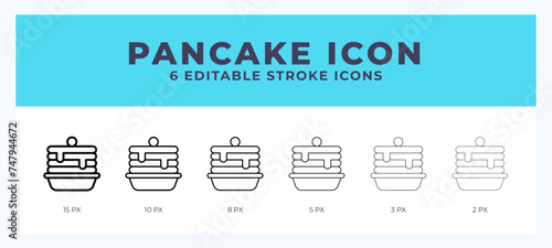 Pancake line icon illustrations with editable strokes.