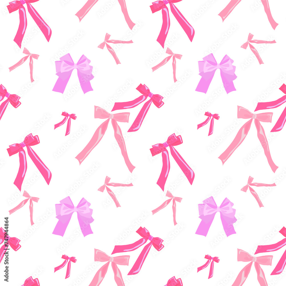Pattern of cute bows on gift, cards and invitations and background.Vector illustration