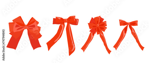 Set of cute bows for gift, cards and invitations.Vector illustration