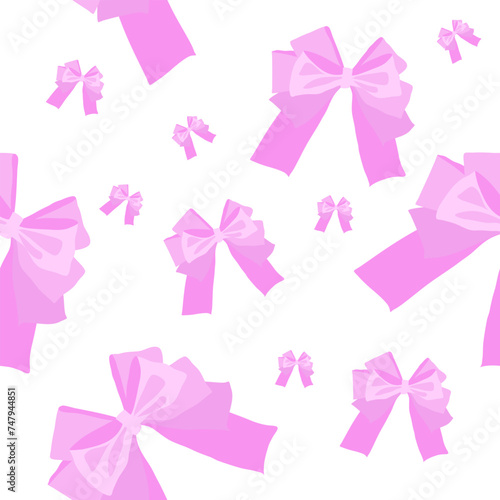 Pattern of cute bows on gift  cards and invitations and background.Vector illustration