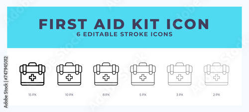 First aid kit line icon. Thin line. Bold line. Vector illustration.