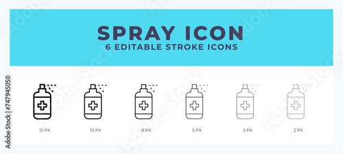 Spray vector icon for web and app. Editable stroke vector illustration