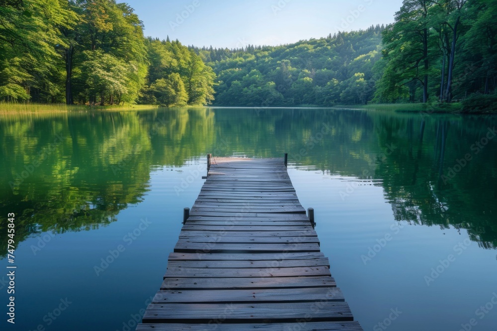 Wooden Pier on Serene Forest Lake
Wooden Pier on Serene Forest Lake