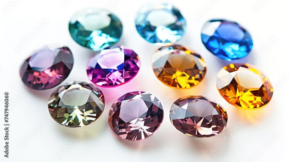 Fototapeta premium Bright gems isolated on a white background