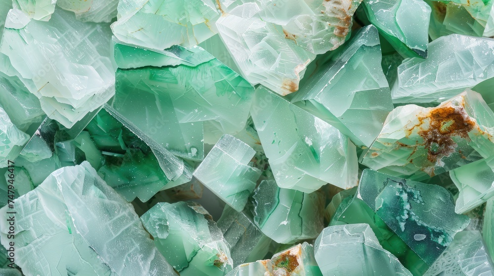 Obraz premium Closeup natural rough Chrysoprase (Chrysophrase;Chrysoprasus) a gemstone variety of chalcedony on white background