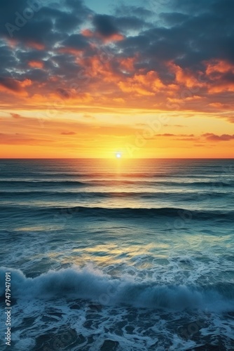 Stunning sunset over the ocean, perfect for travel websites
