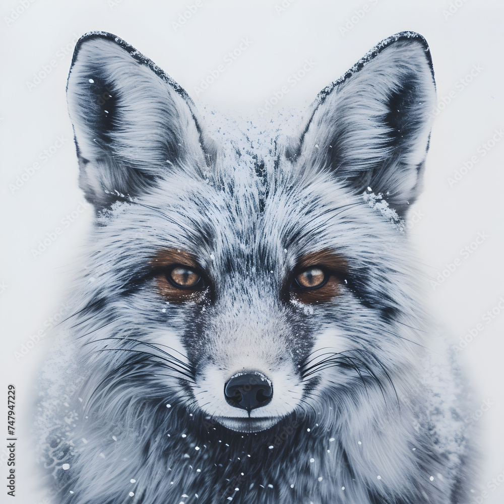 Portray of a  fox in the snow, the unique aspects of wildlife during the colder months.