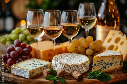 Artisan Cheese and Wine Tasting Selection. Generative AI