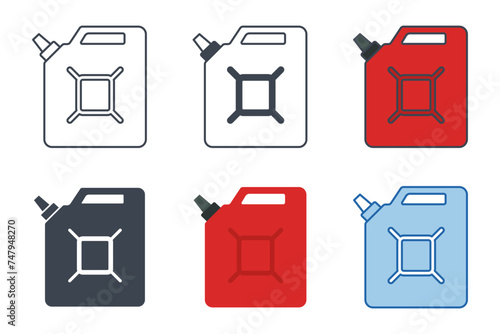 Fuel Canister icons with different styles. Can of fuel. Container and jerrican, jug, gas Canister symbol vector illustration isolated on white background