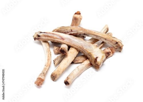 Bones after eating on a white background.