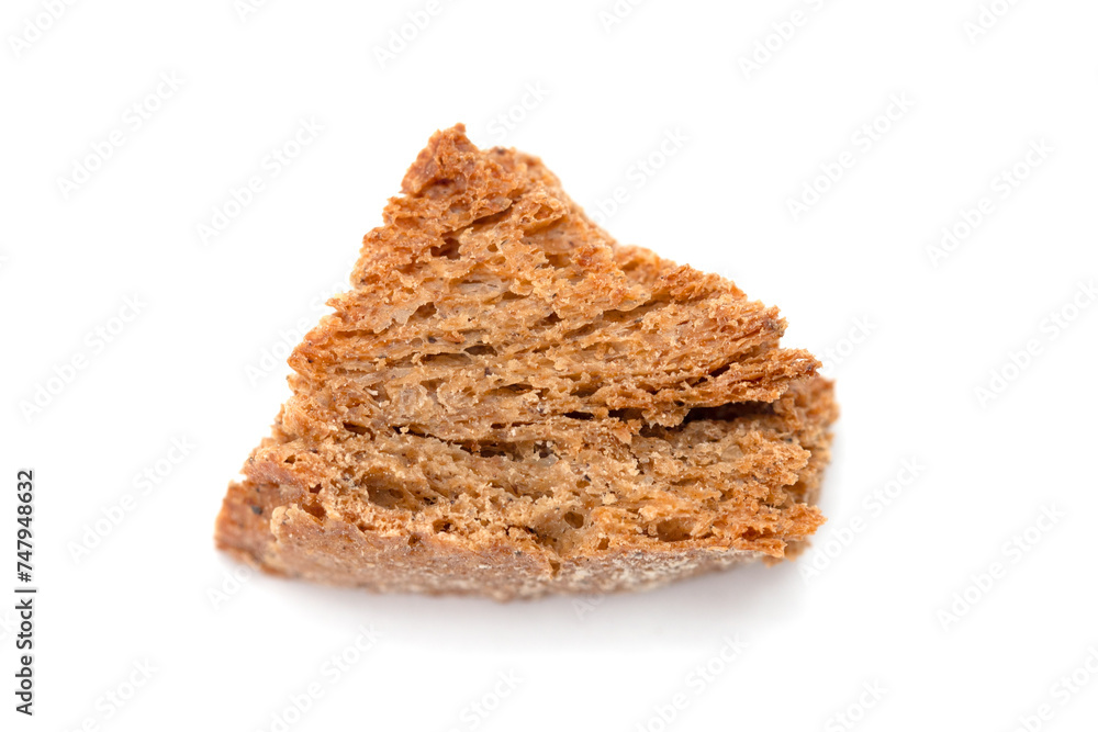 Square fried crackers on a white background. Square fried crackers on a white background.