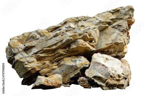 A pile of rocks on a plain white background. Perfect for construction or geology concepts