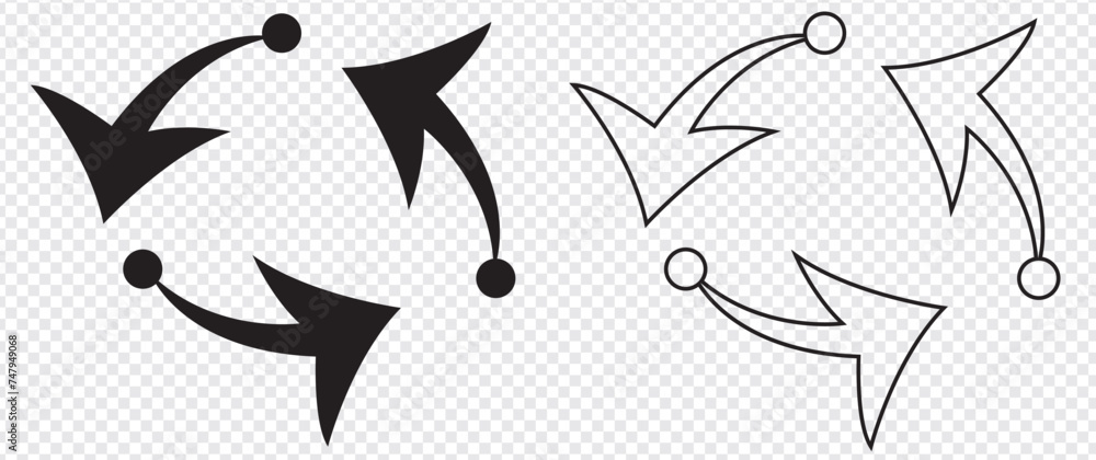3 arrow pictogram refresh reload rotation loop sign set. Volume 02. Simple black icon on white background. Modern mono solid plain flat minimal style. Vector illustration web design elements 8