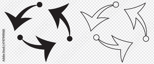 3 arrow pictogram refresh reload rotation loop sign set. Volume 02. Simple black icon on white background. Modern mono solid plain flat minimal style. Vector illustration web design elements 8 photo