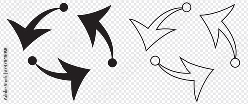 3 arrow pictogram refresh reload rotation loop sign set. Volume 02. Simple black icon on white background. Modern mono solid plain flat minimal style. Vector illustration web design elements 8