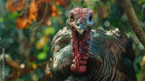 Close up of a turkey in a tree  perfect for nature-themed designs