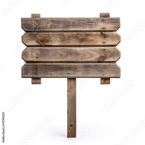 Blank empty wooden rustic signage sign board signpost post wood on white background сreated with Generative Ai © Andrii Yablonskyi